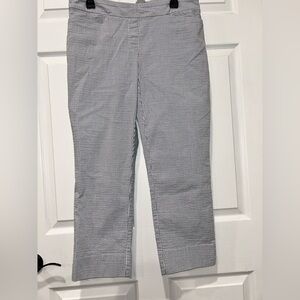 Hilary‎ Radley Pull On Blue Seersucker Cropped Pants Striped Stretch Size Large
